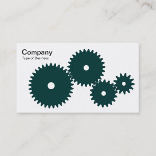 Carte De Visite Engrenages - Vert foncé sur blanc