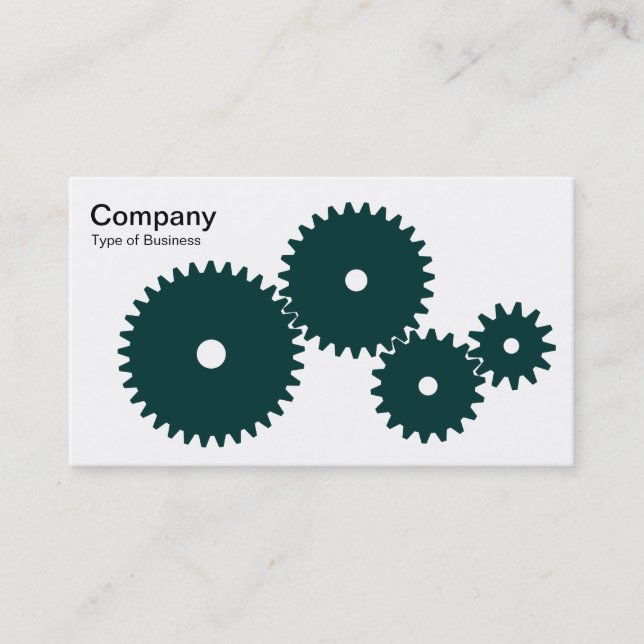 Carte De Visite Engrenages - Vert foncé sur blanc (Devant)