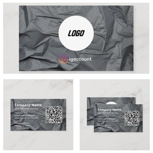 Carte De Visite Enlèvement de déchets gris (Grey Junk Removal Business Card
)