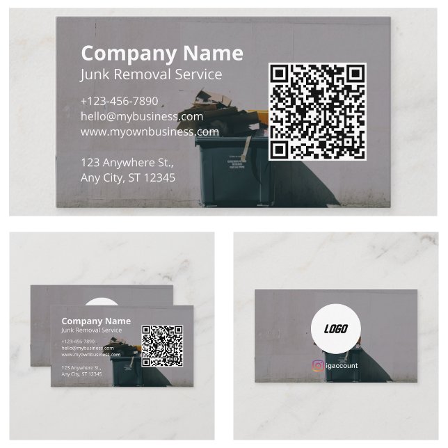 Carte De Visite Enlèvement de Déchets Modernes (Modern Junk Removal Business Card
)