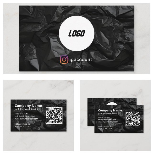 Carte De Visite Enlèvement de déchets noirs (Black Junk Removal Business Card
)