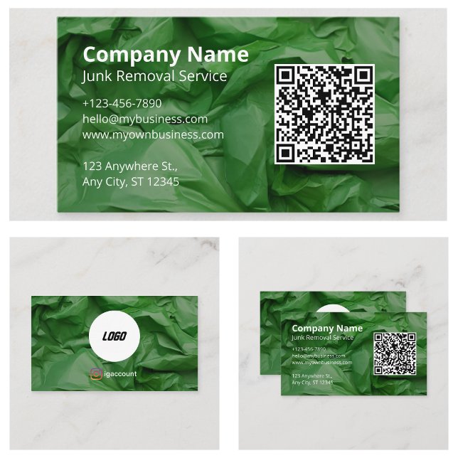 Carte De Visite Enlèvement de déchets verts (Green Junk Removal Business Card
)