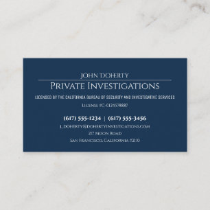 Carte De Visite Enquêtes privées   Détective Deep Blue