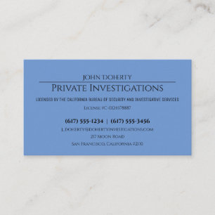 Carte De Visite Enquêtes privées Inspecteur professionnel