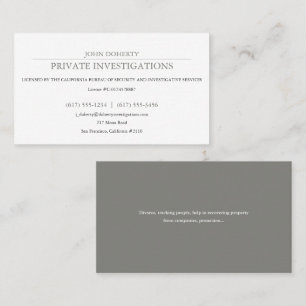 Carte De Visite Enquêtes privées   Inspecteur professionnel