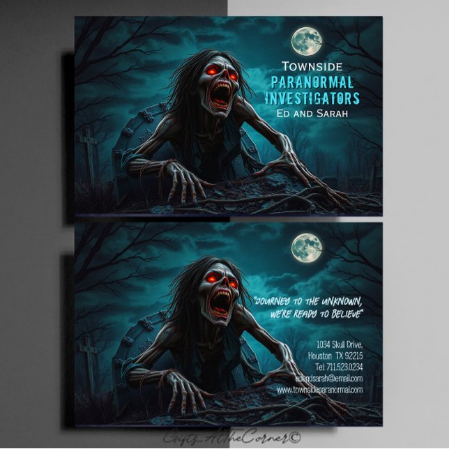 Carte De Visite Enquêteur paranormal Zombie mort morte (Créateur téléchargé)