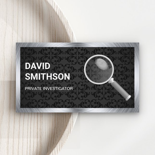 Carte De Visite Enquêteur privé détective Black Damask (Créateur téléchargé)