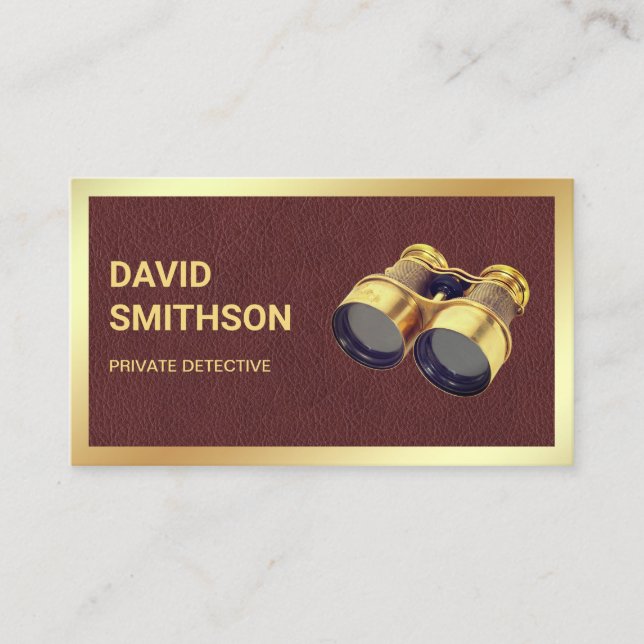 Carte De Visite Enquêteur privé détective en cuir marron (Devant)