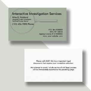 Carte De Visite Enquêteur privé serveur de procès