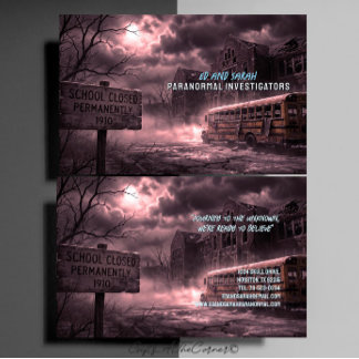 Carte De Visite Enquêteurs paranormaux Autobus scolaire hanté effr