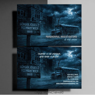 Carte De Visite Enquêteurs paranormaux École hantée effrayante