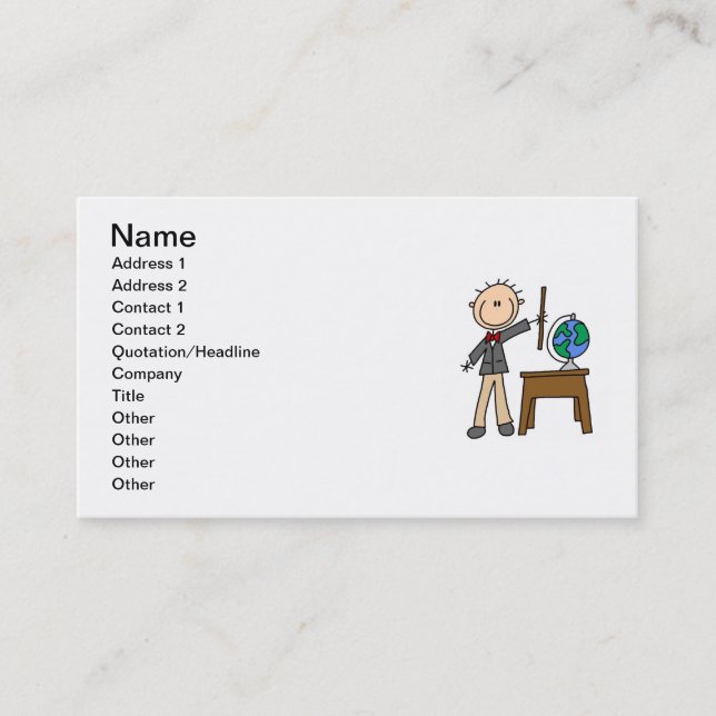 Carte De Visite Enseignant avec Globe (Devant)