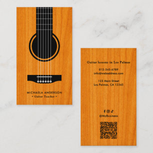 Carte De Visite Enseignant de Guitare Professionnel Code QR & Médi