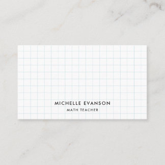 Carte De Visite Enseignant de Mathématiques Papier Millimétré Élég