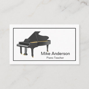 Carte de visite enseignant de piano noir et blanc 