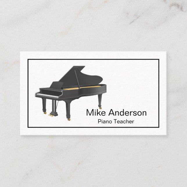 Carte de visite enseignant de piano noir et blanc  (Devant)