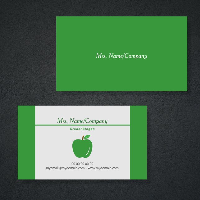Carte de visite enseignant de pomme verte (Green Apple Teacher Business Card)