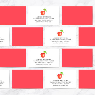 Carte De Visite Enseignant de remplacement de la pomme rouge