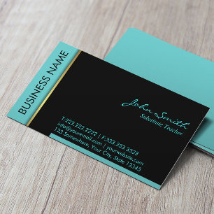 Carte De Visite Enseignant de remplacement Frontière Turquoise mo
