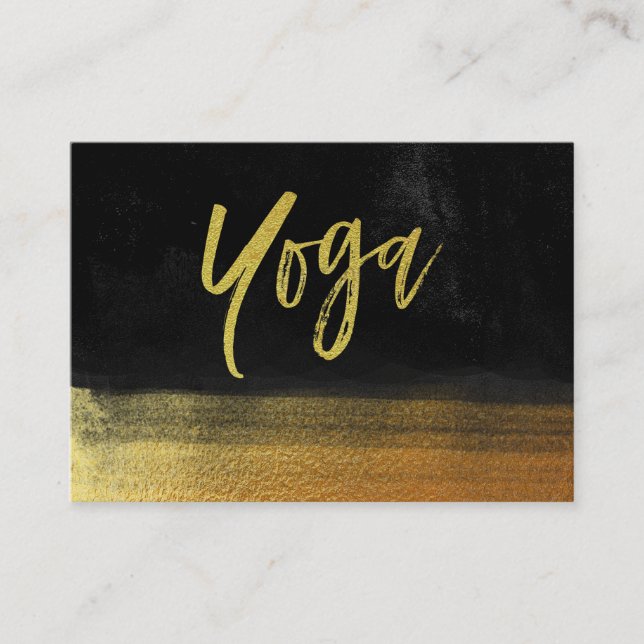 Carte De Visite *~* Enseignant de Yoga Gold & Black Modern (Devant)