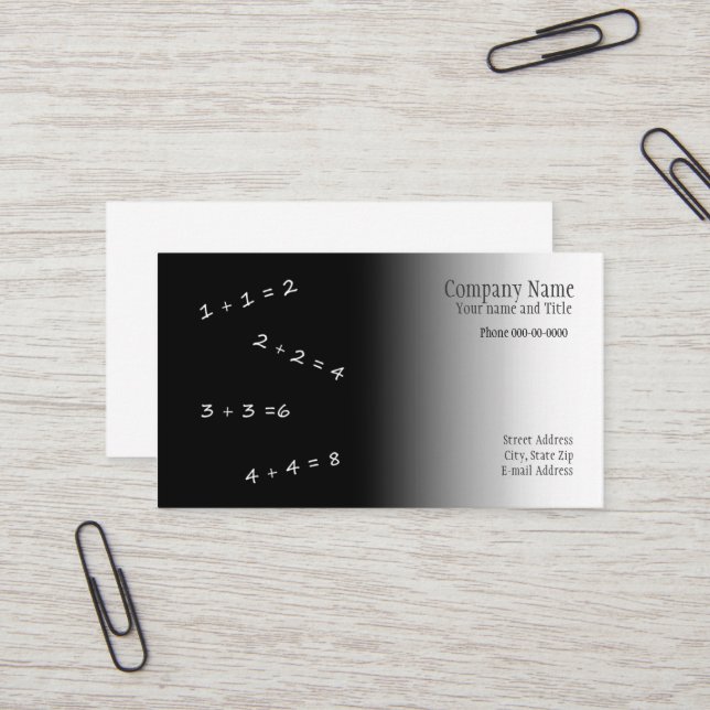 Carte de visite enseignant en mathématiques (Devant/Arrière en situation)