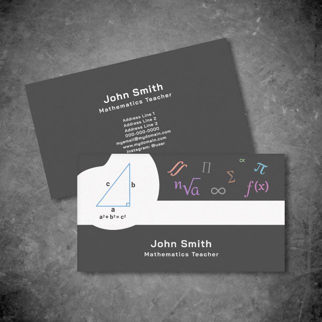 Carte de visite enseignant en mathématiques avec s (Math Teacher Business Card)