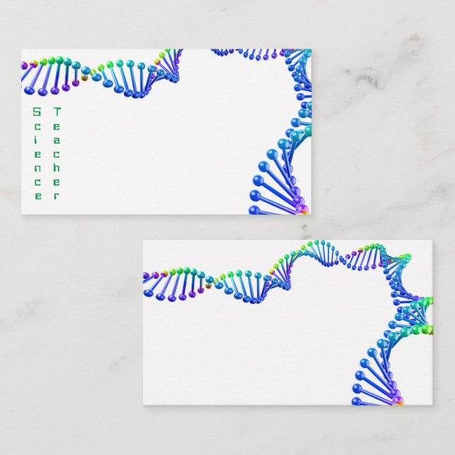 Carte De Visite enseignant en sciences hélice double verte bleue 3 (Devant / Derrière)