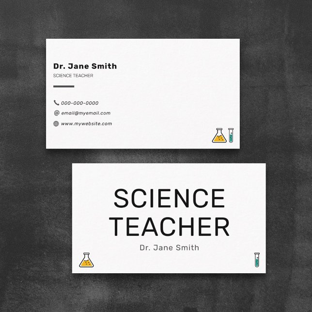 Carte De Visite Enseignant en sciences simples (Simple Science Teacher Business Card)