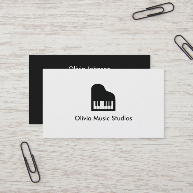 Carte de visite enseignant musique icône piano à q (Devant/Arrière en situation)