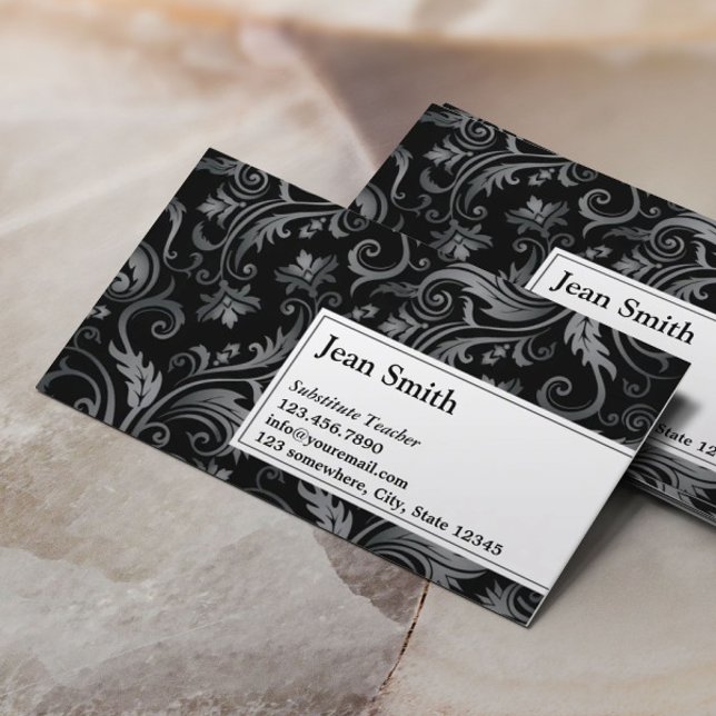 Carte De Visite Enseignant substitut Ornament élégant (Créateur téléchargé)