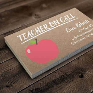 Carte De Visite Enseignant sur Call Cute Apple Rustic Kraft