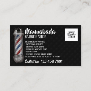 Carte De Visite Enseigne de barbier personnalisée avec photo