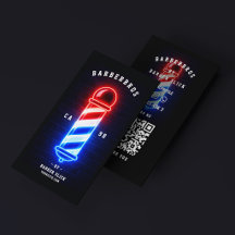 Enseigne de barbier Retro Barbershop Glow Rouge Bl