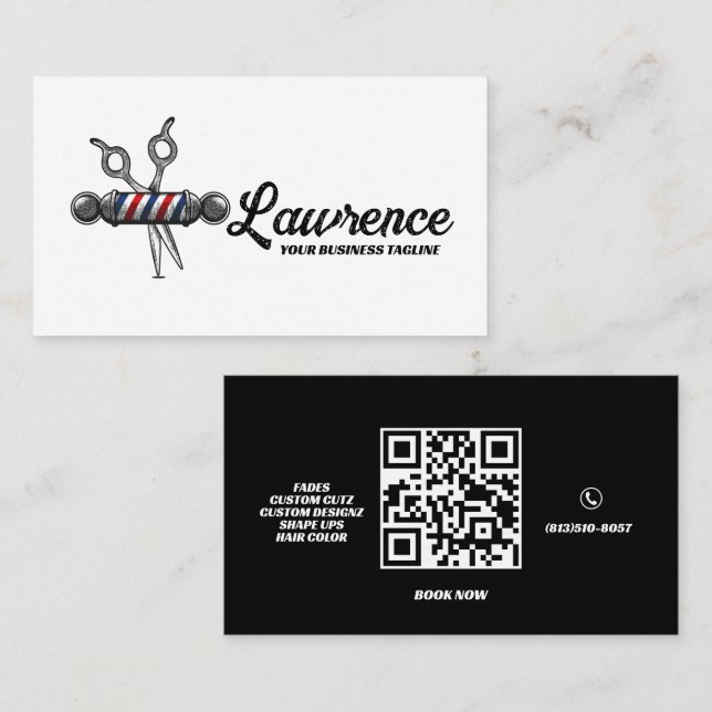 Carte De Visite Enseigne de logo de salon de coiffure professionne (Devant / Derrière)
