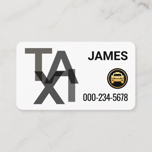 Carte De Visite Enseigne TAXI Créative pour Chauffeur (Devant)