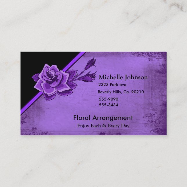 Carte De Visite Ensemble floral de rose ancien de pourpre (Devant)