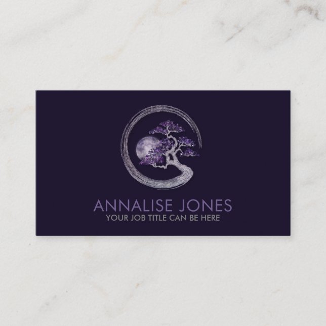 Carte De Visite Enso Zen Cercle Améthyste Bonsai Arbre (Devant)