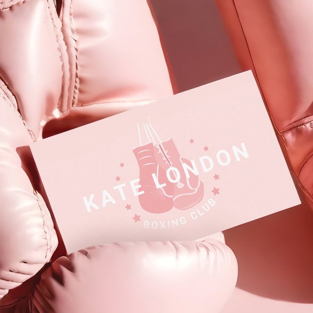 Carte De Visite Entraînement de boxe de luxe moderne pour filles r (irly Modern Trendy Online Boxing Gloves Club Business Card)