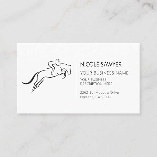 Carte De Visite Entraînement équestre équitation équine (Devant)