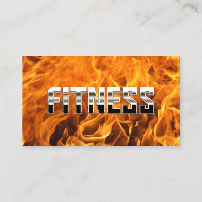 Carte De Visite Entraîneur créatif Flamme Metal Fitness (Devant)