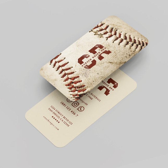 Carte De Visite Entraîneur de baseball Monogramme Initiales de bas (Baseball Coach Monogram Rustic Baseball Initials Business Card
)
