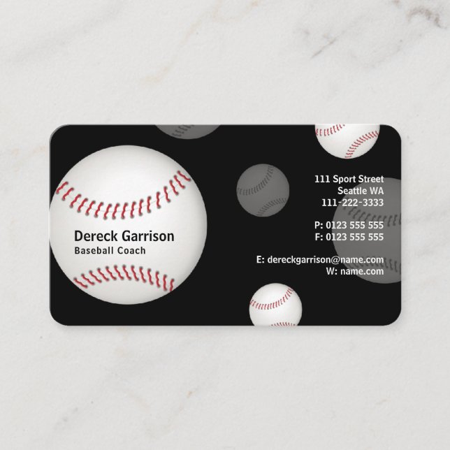 Carte De Visite Entraîneur de baseball | Professionnel (Devant)