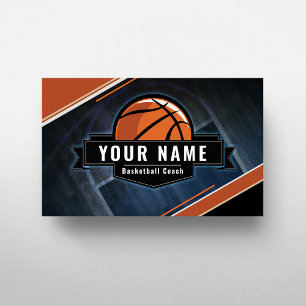 Carte De Visite Entraîneur de Basket Votre Nom Sport Thème Moderne