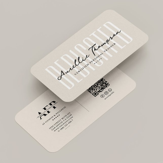 Carte De Visite Entraîneur de bien-être Moderne Entraîneur personn (Wellness Coach Modern Personal Trainer Sand Beige Business Card
)
