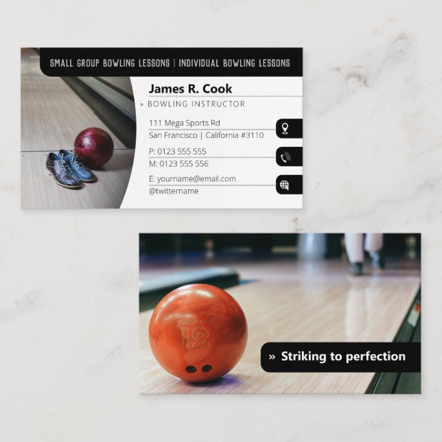 Carte De Visite Entraîneur de Bowling | Sport photo (Devant / Derrière)