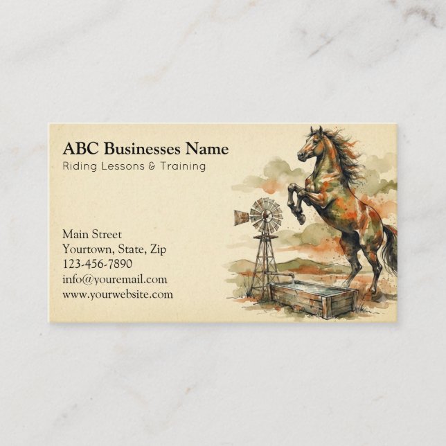 Carte De Visite Entraîneur de chevaux professionnel (Devant)