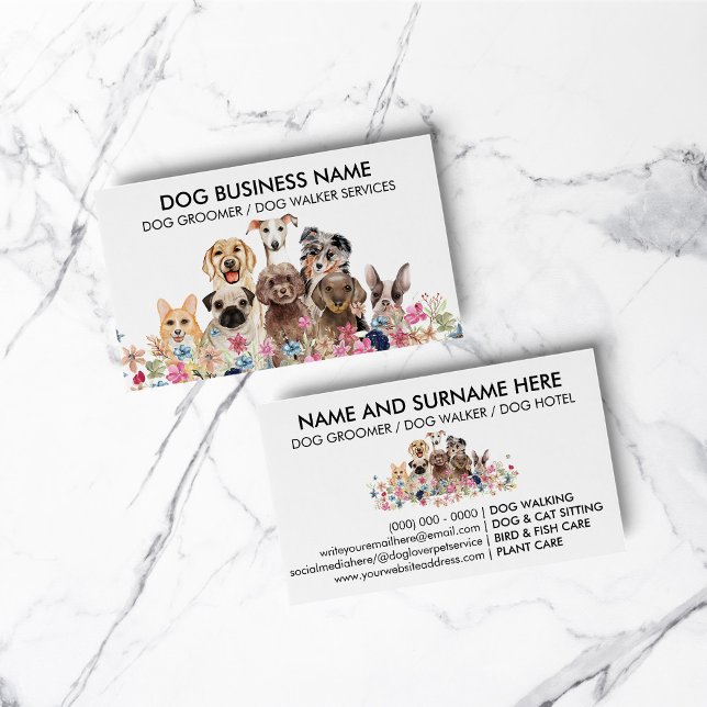 Carte De Visite Entraîneur de chien moyen petite taille (Small Size Medium Dog Trainer Business Card)