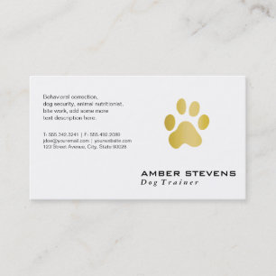 Carte De Visite Entraîneur de chiens d'élite Golden Paw