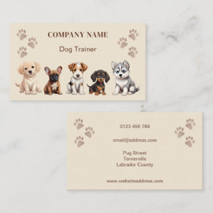 Carte De Visite Entraîneur de chiens, Groomer de chiens, Marcheur 