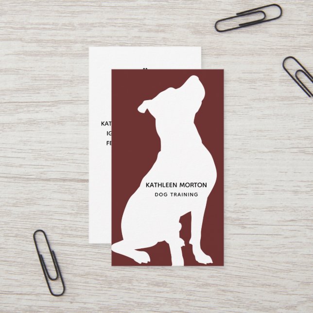 Carte De Visite Entraîneur de chiens silhouette moderne (Devant/Arrière en situation)